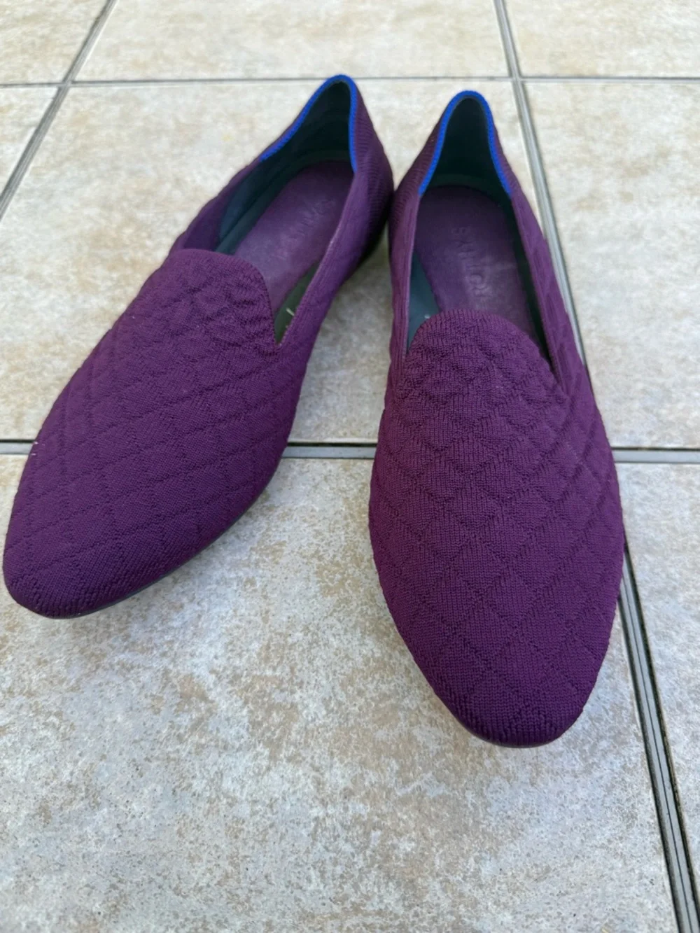 Rothy's The Almond Loafer in Quilted Plum. - Picture 2 of 12
